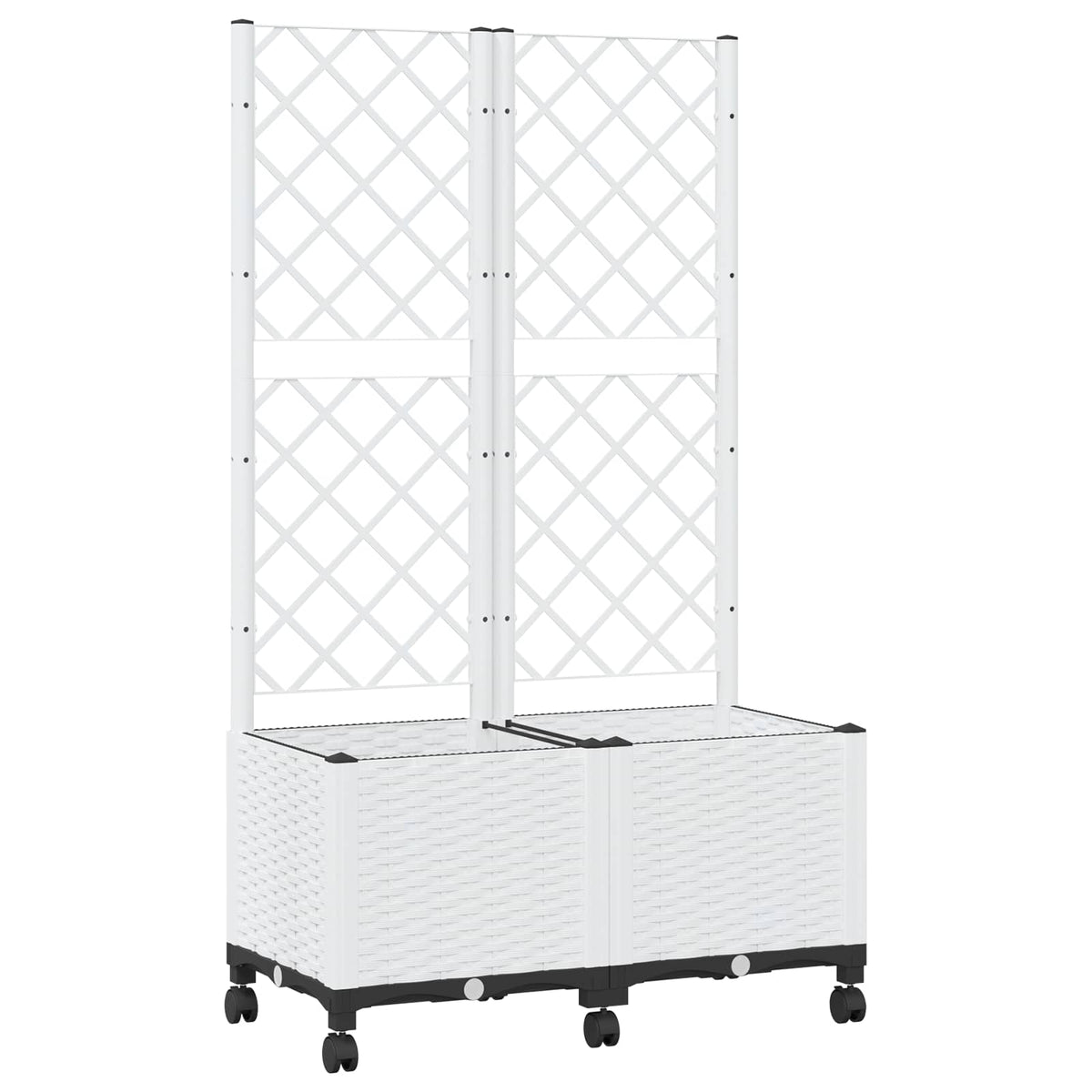 Jardinera Con Enrejado Y Ruedas Blanco 80 X 40 X 146 Cm Pp_0