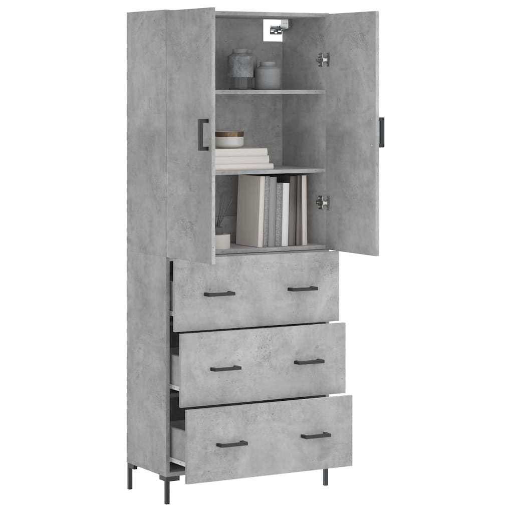 Aparador Alto Madera Contrachapada Gris Hormigón 69,5x34x180 Cm_2