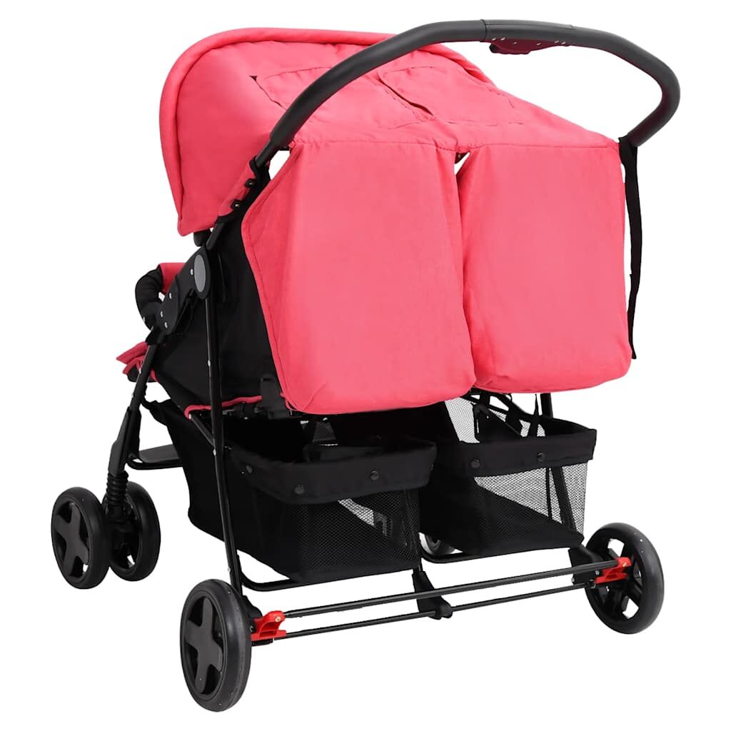 Vidaxl Carrito Para Gemelos De Acero Rojo_4