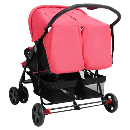 Vidaxl Carrito Para Gemelos De Acero Rojo_4