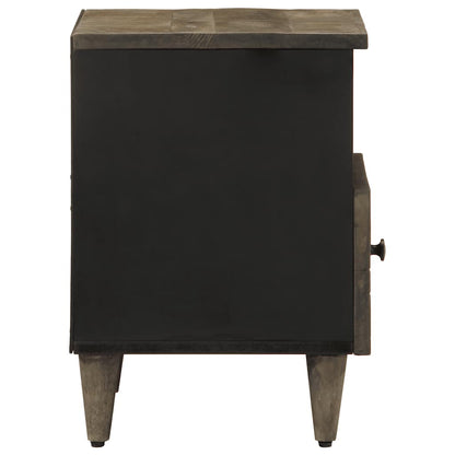 Mesita De Noche De Madera Maciza De Mango Gris Claro 40x33x46cm_2
