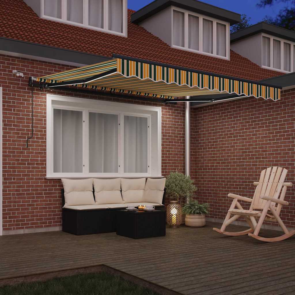 Toldo Retráctil Verde Y Amarillo 350 X 250 Cm Poliéster_2