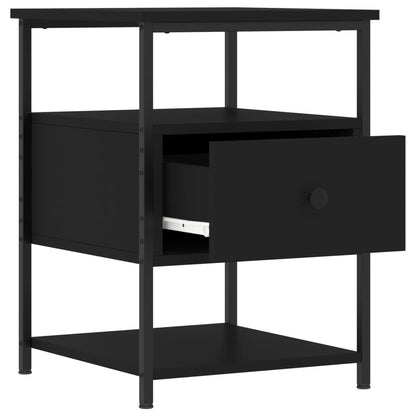 Mesita De Noche Madera De Ingeniería Negra 40x42x56 Cm_3