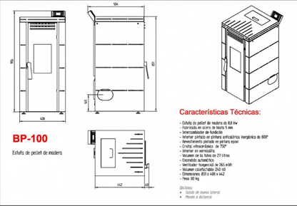 BRICOSOL Estufa de pellets aire frontal FM Modelo BP-100 B_3