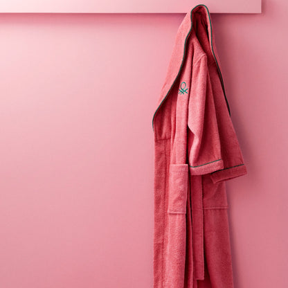 Albornoz L/xl 420gsm 100% Algodon C/ Logo Bordado Rosa Core Benetton