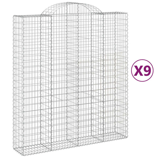 Cestas De Gaviones 9 Uds Forma De Arco Hierro 200x50x220/240 Cm_0