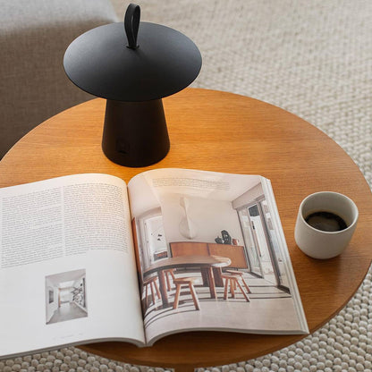 Well Home Lampara Sobremesa Recargable Negra Ø15x17cm