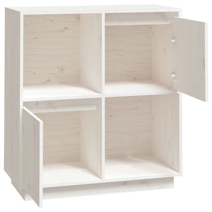 Aparador De Madera Maciza De Pino Blanco 74x35x80 Cm / Vetonek_4