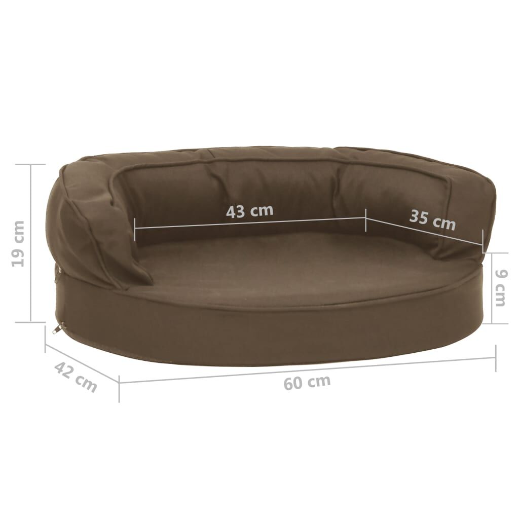 Vidaxl Colchón De Cama De Perro Ergonómico Aspecto Lino Marrón 60x42cm_2