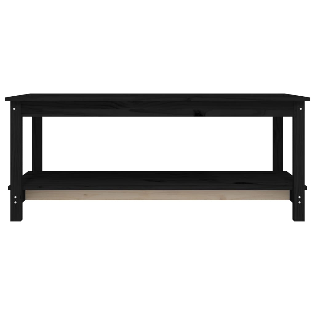 Mesa De Centro De Madera Maciza De Pino Negro 110x55x45 Cm_3