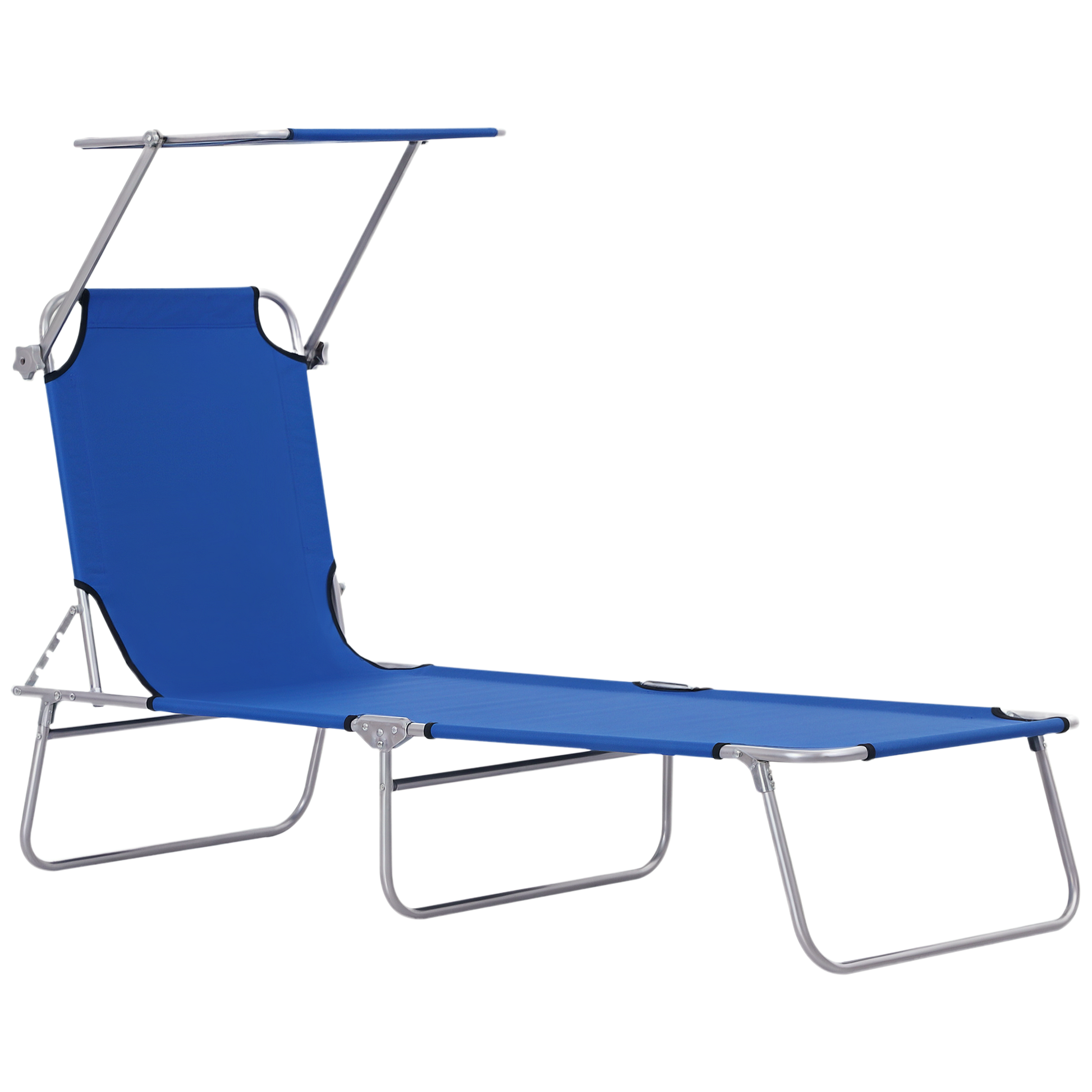 Outsunny Tumbona De Jardín Plegable Con Toldo Desmontable 187x58x36cm Azul_0