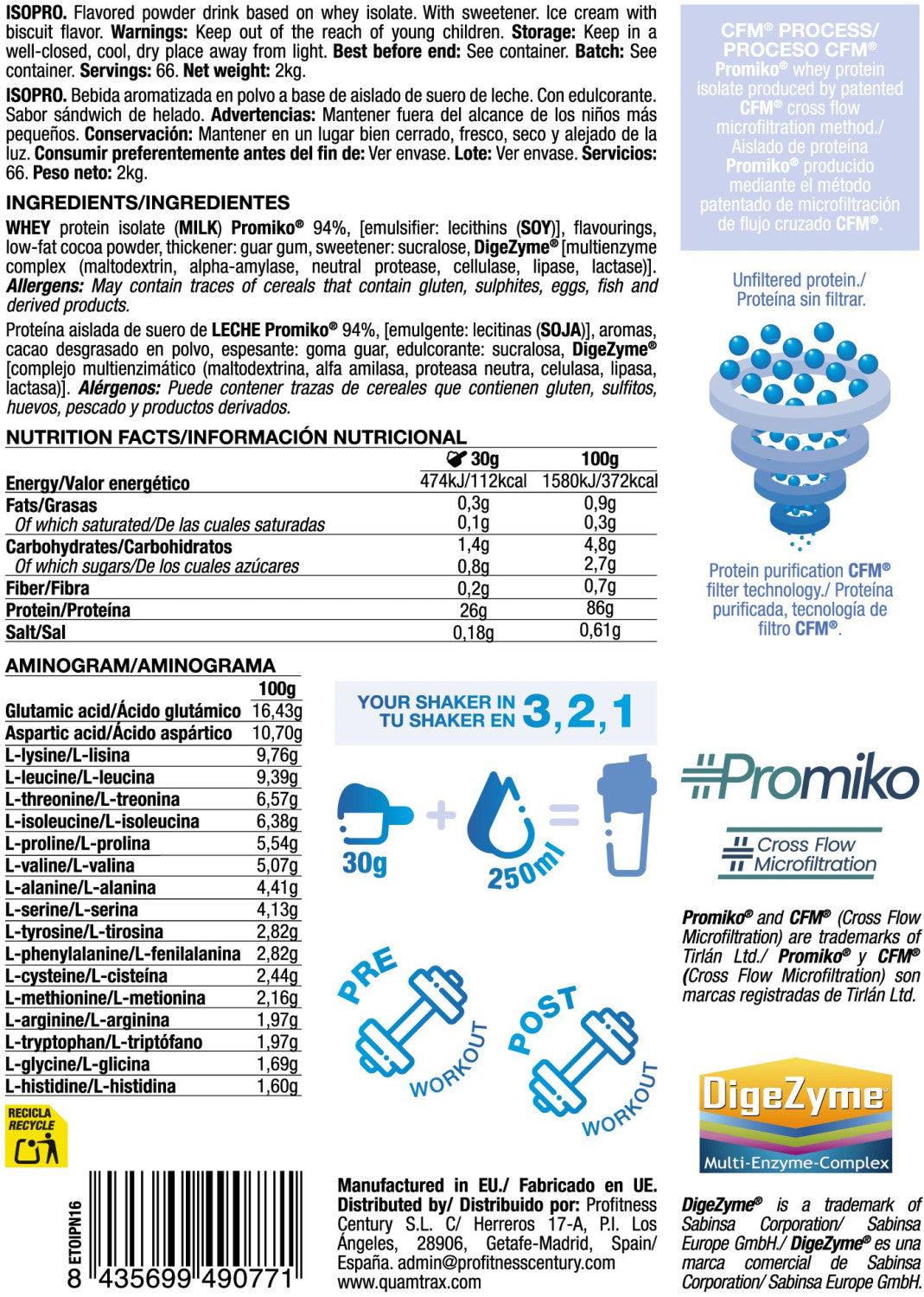 Isopro Cfm - 2kg - Sandwich De Helado - Proteína De Aislado De Suero Isolate - Quamtrax_5