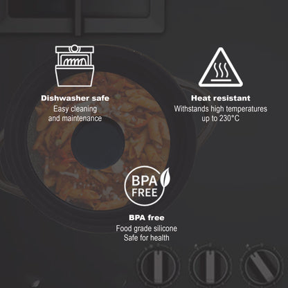 Juego 2 Tapas Sartén Universal Ollas, Cacerolas, Multidiámetro Borde Silicona, Cristal Válvula, Briebe, Totalid, Transparente