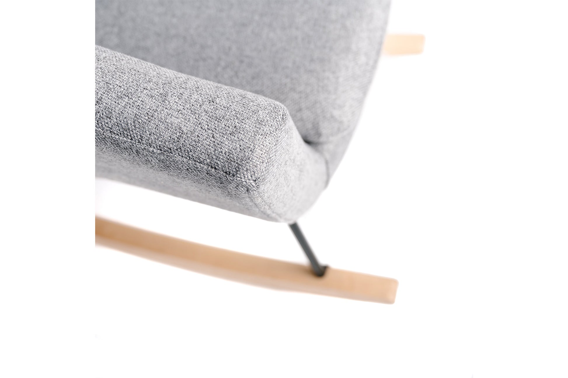 Mecedora, Sillón Mecedora En Tela Gris Con Pata De Madera 73x69x75cm- Muebles De Salón_3
