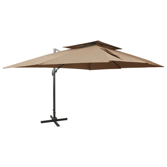 Vidaxl Sombrilla Jardín Voladiza Con Cubierta Doble Taupe 400x300 Cm_0