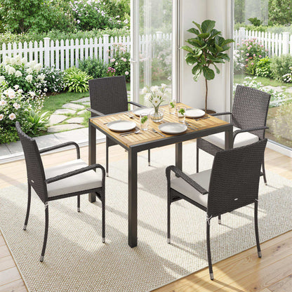 Outsunny Conjunto De Mesa Y Sillas Jardín De Ratán 7 Piezas Con Cojines Crema_4