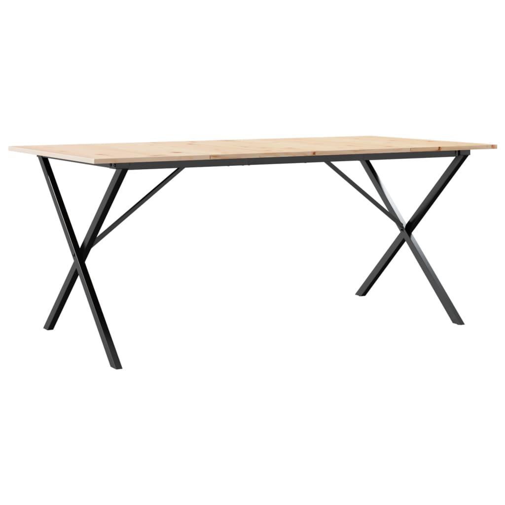 Mesa De Comedor Marco X Madera Maciza Pino Y Acero 180x90x75cm_4
