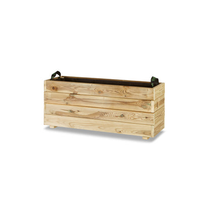 Jardinera Rectangular De Madera Tratada 90x30x40 Cm Ghio Hortalia_0
