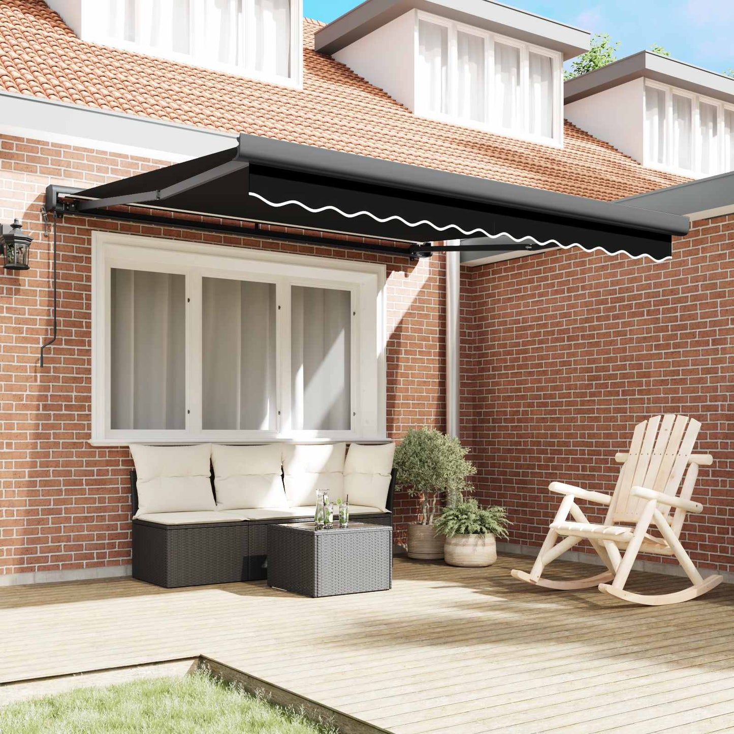 Toldo Retráctil Negro 300 X 250 X 165 Cm Tela Y Metal_2