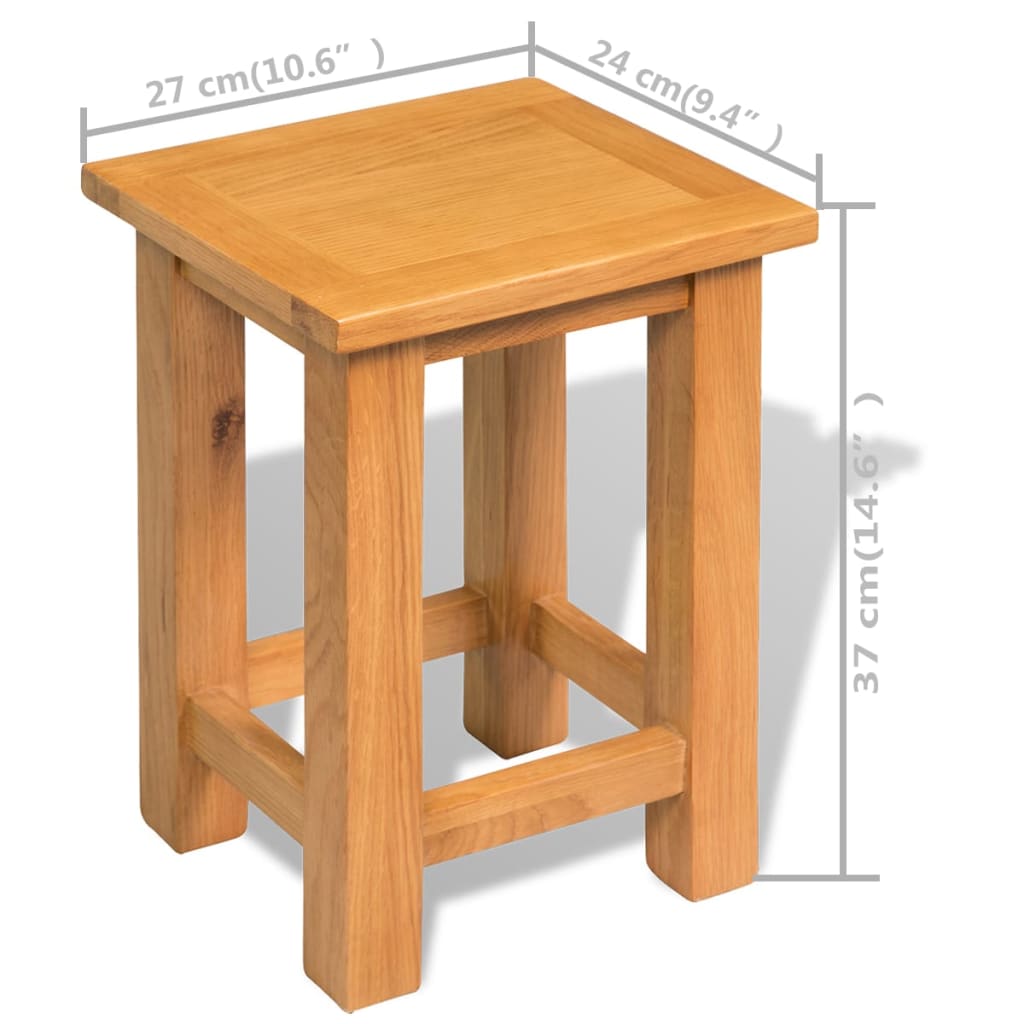 Mesas Auxiliares 2 Unidades Madera Maciza De Roble 27x24x37 Cm_4