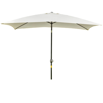 Outsunny Sombrilla Jardín Aluminio 200x300x240 Cm Inclinable Con Manivela Crema_0