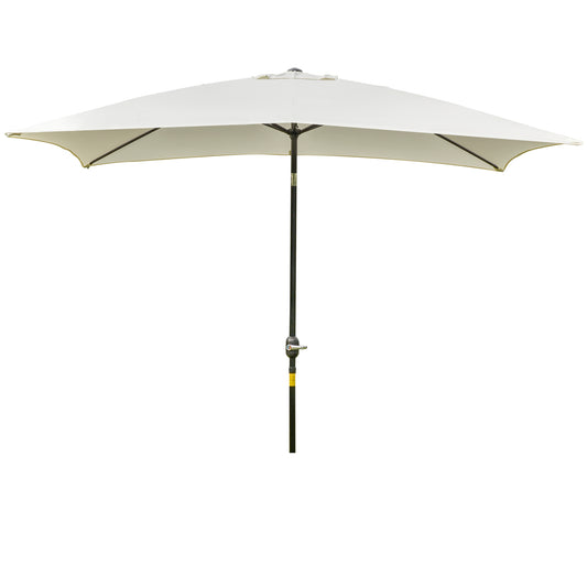 Outsunny Sombrilla Jardín Aluminio 200x300x240 Cm Inclinable Con Manivela Crema_0