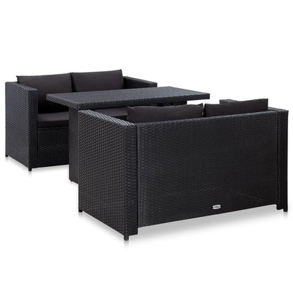 Vidaxl Set De Muebles De Jardín 3 Pzas Y Cojines Ratán Sintético Negro_1