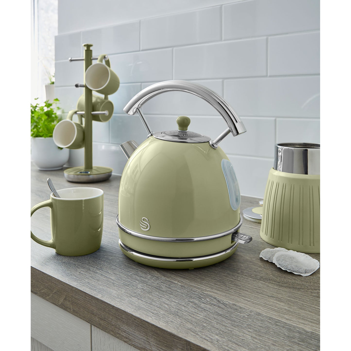 Swan Retro Set Desayuno Hervidor De Agua 1,8 L Inalámbrico, Tostadora 2 Rebanadas Anchas, Vintage, Stp7050gneu, Verde_2