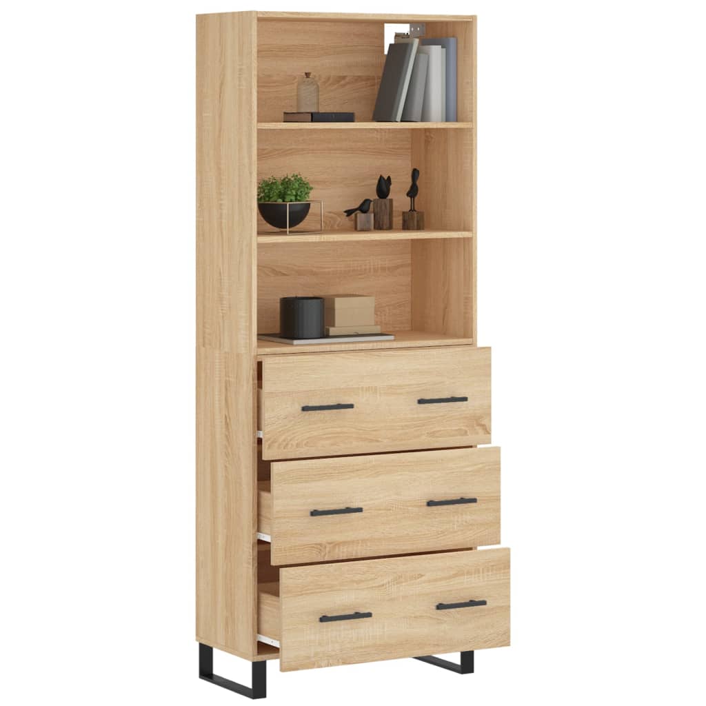Aparador Alto Madera Contrachapada Color Roble 69,5x34x180 Cm_2