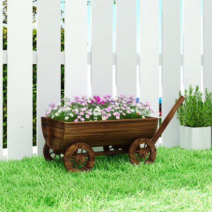 Outsunny Carrito De Madera Con 4 Ruedas Y Mango Drenaje 115x40x54,5 Cm_1