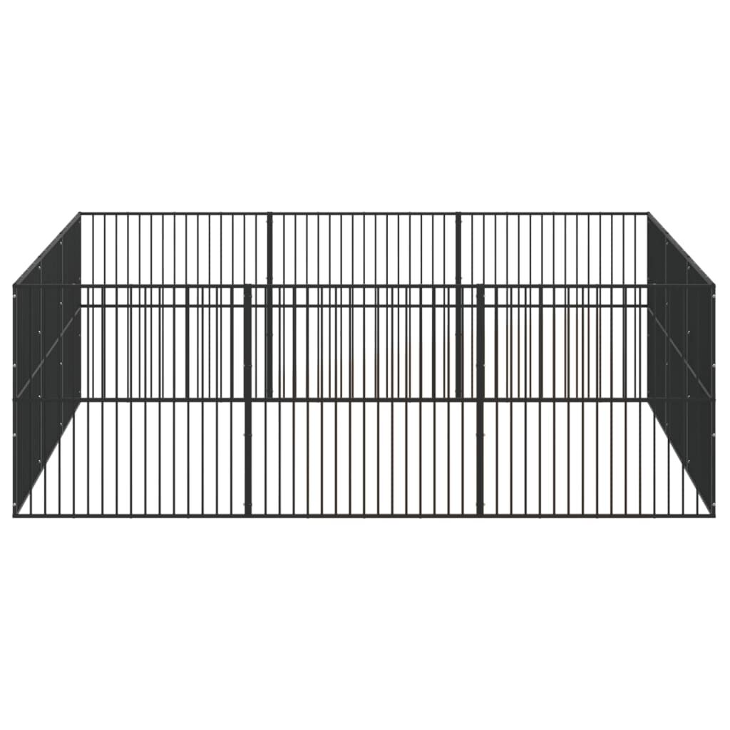 Vidaxl Corralito Para Perros Con 12 Paneles Acero Galvanizado Negro_4