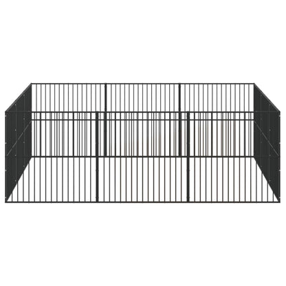 Vidaxl Corralito Para Perros Con 12 Paneles Acero Galvanizado Negro_4