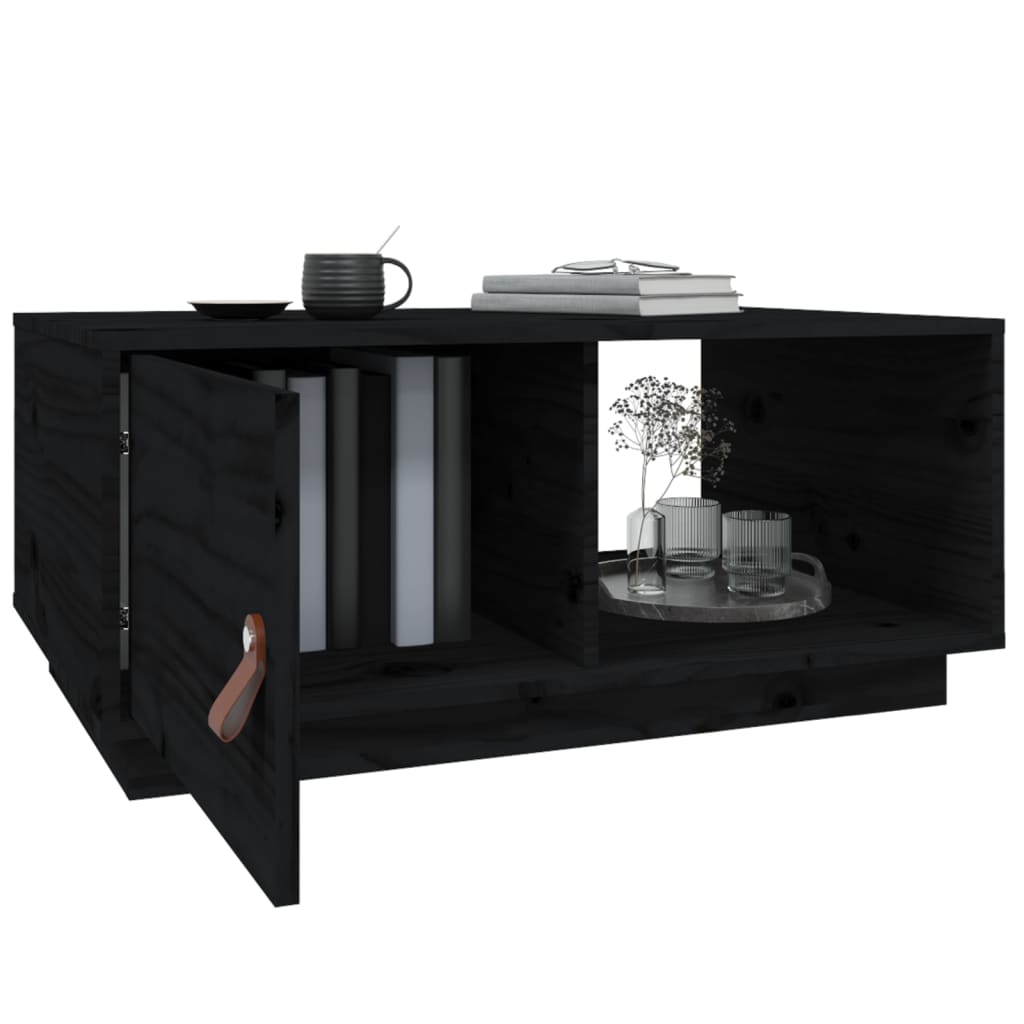 Mesa De Centro De Madera Maciza De Pino Negro 80x50x35,5 Cm_3