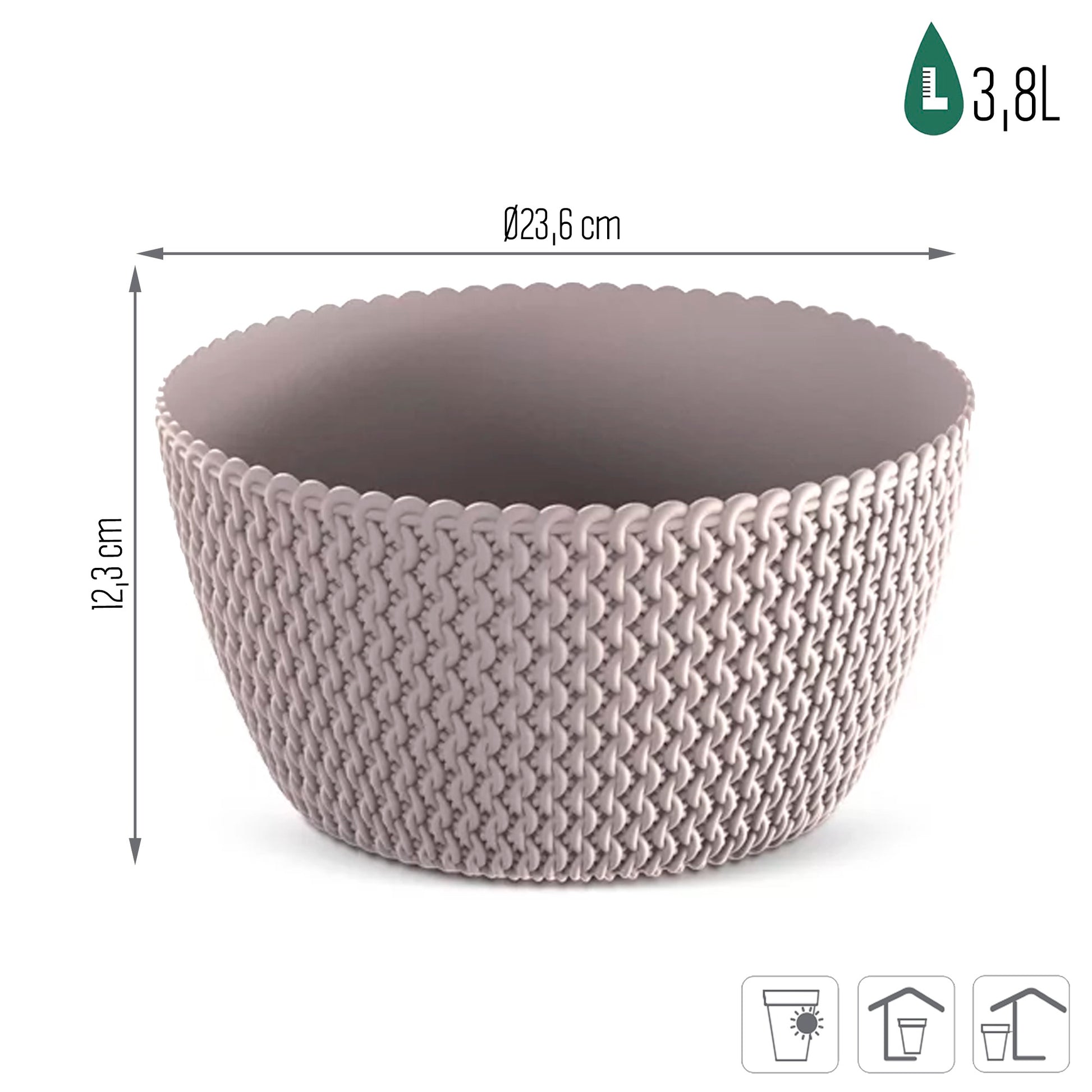 Tazón Macetero Splofy 3,8l., Dimensiones (mm) 236x236x123, Color Mocca_2