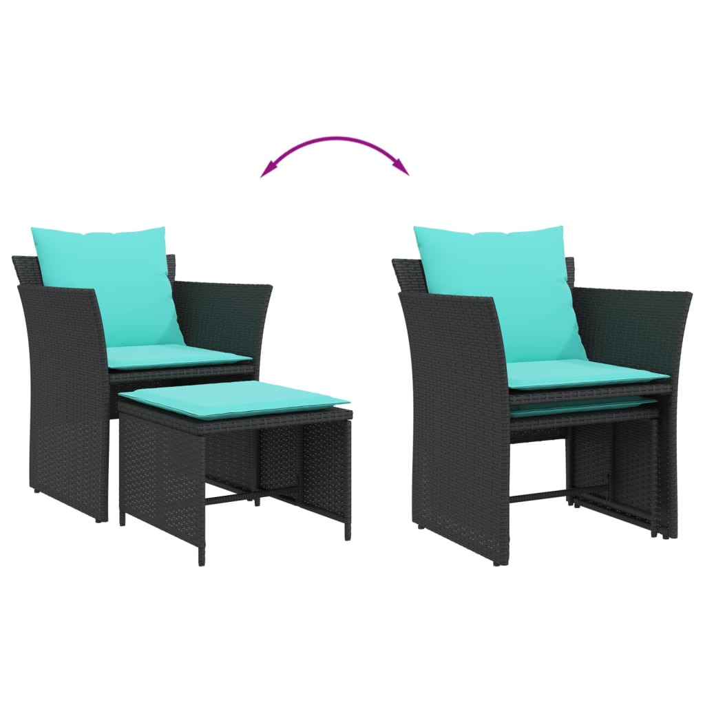 Sillón De Jardín Con Reposapiés Ratán Sintético Negro / Vetonek_2