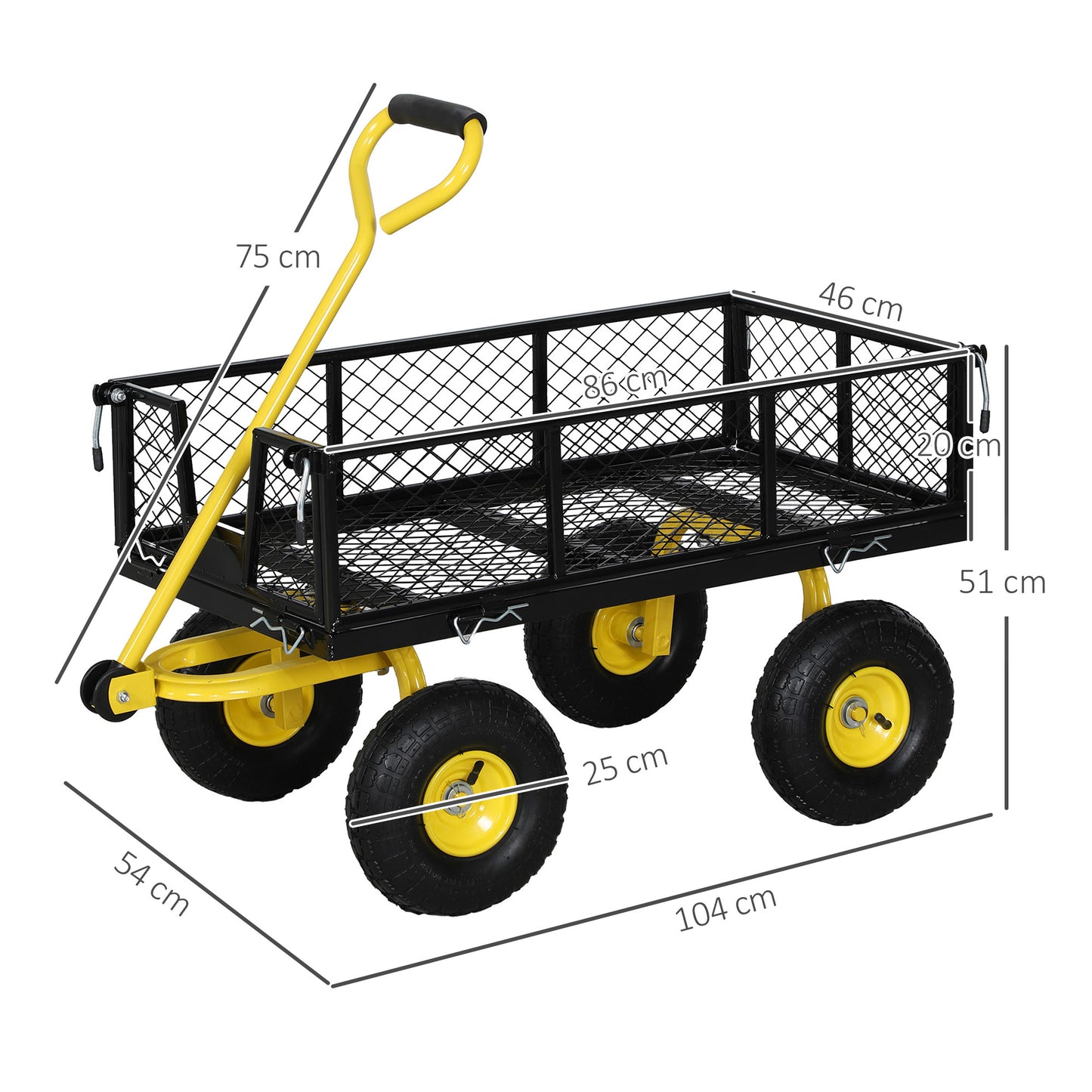 Outsunny Carro De Jardín Basculante Carga 200 Kg Negro Y Amarillo_2
