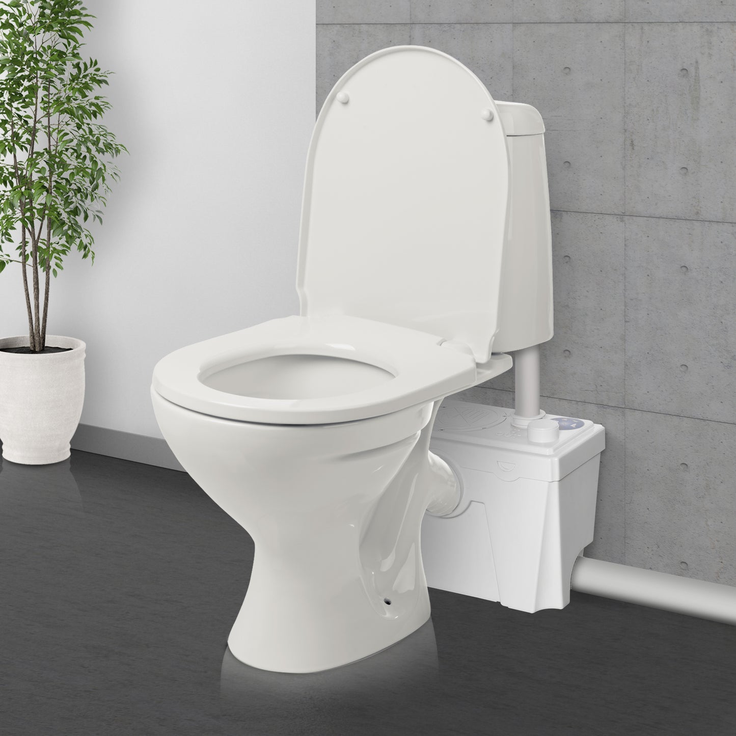 Homcom Bomba Triturador Sanitario De 500w 4 Entradas Para Baño 40x18,5x28 Cm_1