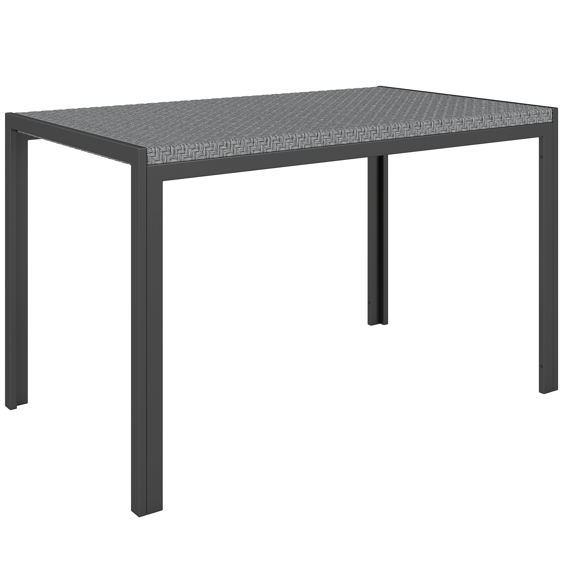 Outsunny Mesa De Comedor De Jardín De Ratán Sintético Con Estructura De Metal_0