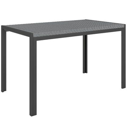 Outsunny Mesa De Comedor De Jardín De Ratán Sintético Con Estructura De Metal_0