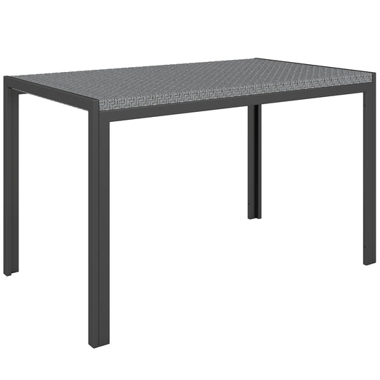 Outsunny Mesa De Comedor De Jardín De Ratán Sintético Con Estructura De Metal_0