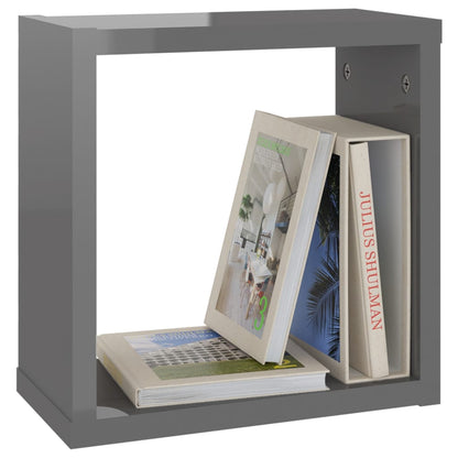Estantes Cubo De Pared 4 Unidades Gris Brillo 30x15x30 Cm / Vetonek_5