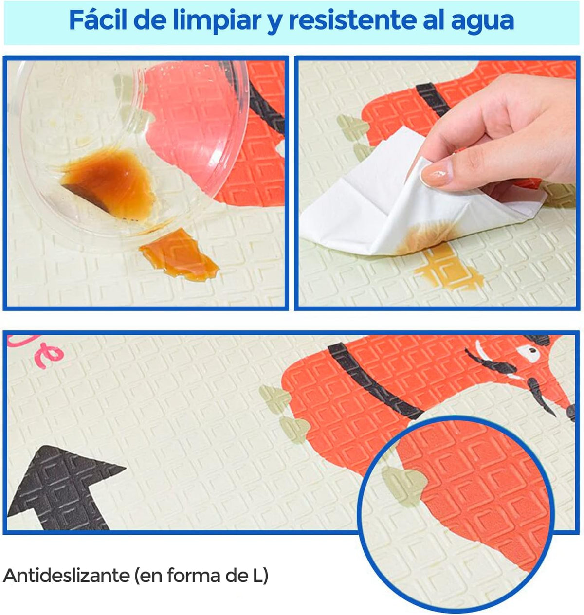 Alfombra Bebe, 1.5cm Grosor, Diseño Infantil, 200 X 180 Cm, Acolchada De Xpe, Reversible_4