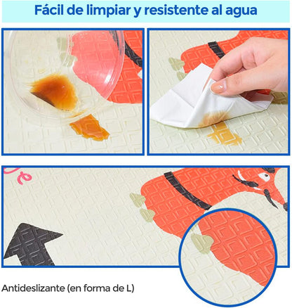 Alfombra Bebe, 1.5cm Grosor, Diseño Infantil, 200 X 180 Cm, Acolchada De Xpe, Reversible_4