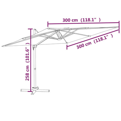 Vidaxl Sombrilla Colgante Con Poste De Aluminio Negro 300x300 Cm_2