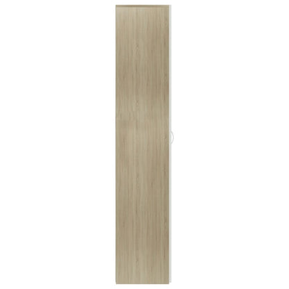 Vidaxl Mueble Zapatero Contrachapada Blanco Y Roble 80x35,5x180 Cm_4