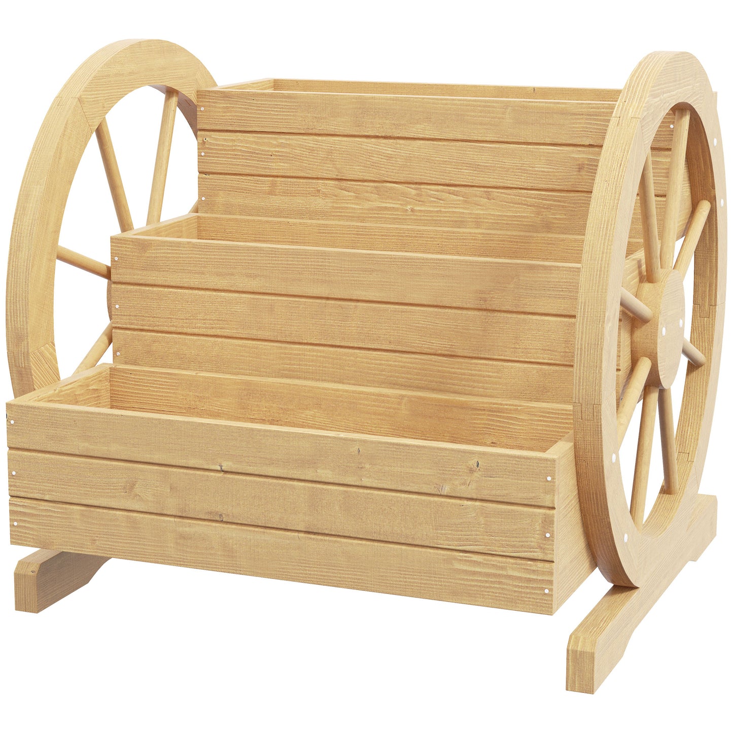 Outsunny Jardinera De Madera Macetero Exterior De 3 Niveles 61x62x57 Cm Natural_0