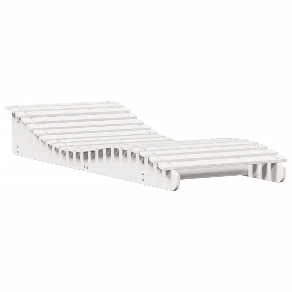 Tumbona De Madera Maciza De Pino Blanca 205x80x31,5 Cm / Vetonek_4