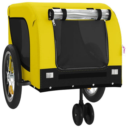 Vidaxl Remolque Bicicleta Mascotas Hierro Tela Oxford Amarillo Negro_3