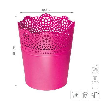 Maceta Lace , Dimensiones (mm) 160x160x185, Color Fucsia_2