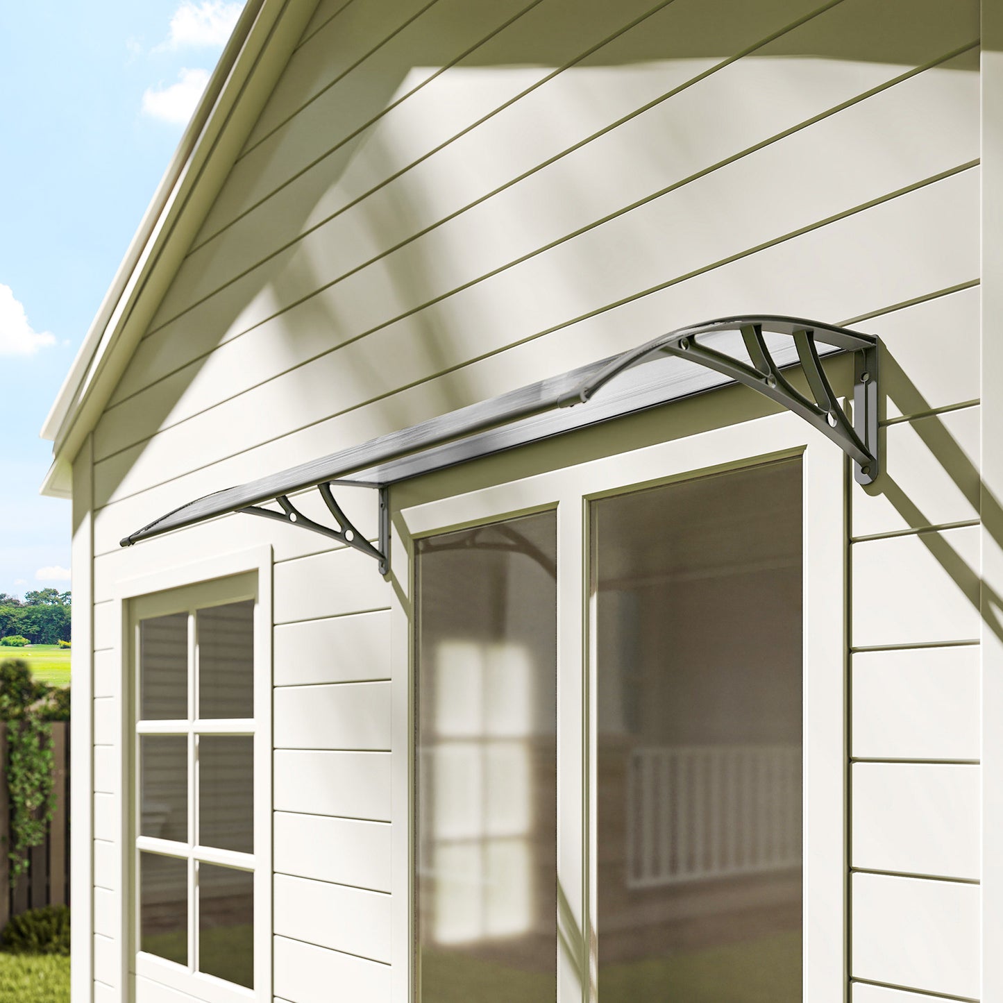 Outsunny Tejadillo De Protección 110x60 Cm Para Puertas Y Ventanas Transparente_4